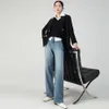 2024 High -end kwaliteit blauwjeans dames herfst nieuwe hoge taille losse slanke vloer slanke broek