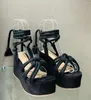 Platform 615 Wedge Sandals Strappy Women Fashion Round Toe Cross Tied Open Zapatos De Mujer