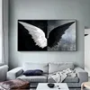 Nordic Black and White Angel Wings Plakat Plaks Wall Art Malowanie Nowoczesne obrazek Domu Domu Estetyczne wydruki do salonu