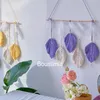 Macrame DIY Feather Leaves Tapestry Material Bag Full Set av tillbehör Creative Room Wall Hanging Bohemian Decoration