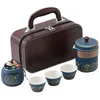 Teaware -sets draagbare reistheetet mini paars zand buiten camping express cup glazen teepot drinkuitrusting