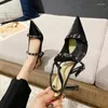 Marca 703 sandali donne scarpe sandalo alla moda puntato di punta di punta superficiale elegante pompe abbigliamento con fibbia con fibbia.