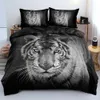 Tiger duvet cover set king size 3d vit tiger sängkläder set vilda djur mönster tröskel täckning för pojkar flickor quilt täckning