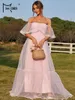 Casual Dresses Missord Elegant Pink Tutu Party Dress for Birthday Women Off Shoulder Sleeveless Spets A-Line Evening Girl Long Prom Gown
