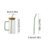 400 ml fyrkantig glas kopp med bambu lock och halm hög temperatur transparent kaffe kall vin cola juice vatten glas hushåll