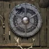 Hölzernem bemaltes Wikingerschild mittelalterliche runde Waffen Erwachsene Soldat Cosplay Rüstungen Halloween Battle Kostüm Dekorative Schild
