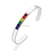 Armreif Fashion Regenbogen Liebespolz Armbänder Edelstahl Emaille LGBTQ Manschette Armreifen Bank