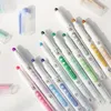 6pcs / set Double Head Candy Color Dots Set Lightlighter Set Fine Art Painting Note Marks Fluorescent Pen Set