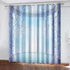 Curtain Po Window Curtains Living Room Blue Flower 3D Printing Modern Fashion Home Decor