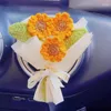 Decorative Flowers Handmade Woven Simulation Rose Sunflower Creative Car Small Bouquet Finished Holiday Gift Decoration Ornaments