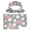 담요 Swaddling Born Baby Ddling with Ear Headbands Floral Ddle Wrap Blankband Set Cotton Cloth BHB18 드롭 배달 아이 Mat Otk8i