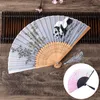 Fã dobrável de estilo chinês Pêssego Blossom Panda Dança Impressa Dança Fã Antigo Classical Retro Cheongsam Aderetes