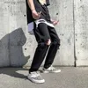 Jeans de jeans para hombres Men Black Denim Holers Ins Hip-Pop Harajuku Vintage Vintage Outwear Straight Outwear Slim Slim High Street Trendy L49