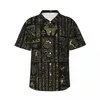 Casual shirts voor heren kleurrijke letter print shirt muziek noten elegante Hawaii mannen korte mouwen vakantie Koreaanse mode oversize blouses