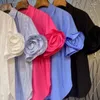Blouses des femmes Oceanlove 3d Flowers Shirtsblouses Solid vintage coréen Fashion Chic Blusas Feminina Elegant Loose Spring été
