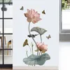 Fensteraufkleber Lotuswand für Wohnzimmer Schlafzimmer Tapete Dekorationen Selbstklebend wasserdichte Blumenküche DIY PVC Abziehbilder