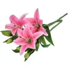 Fleurs décoratives 3 Head Artificia Lily Flower Wedding Home Decor Decor Arrangement Fake Decoration Ornaments