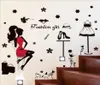 Modern Fashion Sexy Girl Stickers Showcase Red Dress Woman Wall Sticker Móveis à prova d'água PVC9394301