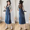 Casual Dresses Spring Autumn Denim Sumdress Fashion Fat MM Loose A Line Dress Patchwork Pocket Jeans W527