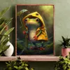 Be Happy Frog Rain Poster Cute Frog In Raincoat Umbrella Animal Prints Canvas Painting Home Kids Room Decor Wall Art Pictures