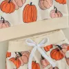 Pantalones ewodos 03years niños pequeños para niñas niñas 2pcs trajes de halloween sudadera con estampado de calabaza de manga larga + pantalones set ropa de niños pequeños