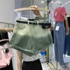 Fashion Green Aline Casual Denim Shorts pour femmes Streetwear Summer Summer Ligne de large Joue rose jeans Femme 240411