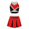 Cheerleader líder de torcida feminino Cheerleading Dança Desempenho Captina Cropt Top com cintura elástica PLAREADA Set Dança Awear