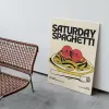 Grappige schattige zaterdag spaghetti pasta retro keuken muur kunst canvas schilderij posters voor keukenkamer huisdecor