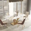 Nieuwe set 6 eettafel stoelen 1.8 m tafel op maat gemaakte marmeren metalen basis eiland tabel luxe restaurant Esstische kamer meubels