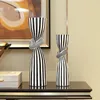 Candle Holders Modern Design Black-and-white Stripe Candlestick Decor Creative Abstract Combination Of Ceramic Living Room Tabletop