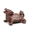 Yixing Purple Clay Art Tea Pet Lucky Dragon Turtle Statue Ornaments Animal Figurine Rzeźba rzemiosła