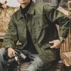 Vestes pour hommes printemps et automne veste décontractée veste classique armée rétro chemise verte revers lâches