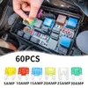 60pcs / set car camion de voiture de fusible kit d'assortiment ensemble 5A 10A 15A 20A 25A 30A MINI MINI BLADE FUSE EN SACS ACCESSOIRES AUTO