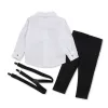 Pantalon 3 pièces de printemps pour tout-petit garçons vêtements pour enfants porter le gentleman bébé costume de chemise blanche + pantalon + bretelles d'enfants