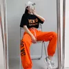 Abbigliamento hip hop per adulti top neri pantaloni arancioni casual danza da strada da strada da ballo jazz costumi da danza hip hop