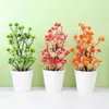 Fleurs décoratives Bonsaï artificielles colorées fausses feuilles en pot