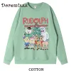 Rudolph The Red Nosed Rendier Women Pullover Sweatshirt Long Sleeve Casual Sports Lady Oversized Hoodie Cute Christmas Hoodies