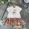 Fashion girls partydress Embroidered logo baby skirt Size 90-150 CM kids designer clothes summer color printing Princess dress 24April