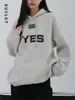 Women's Hoodies KUCLUT Oversized For Women 2024 Fall Winter Fashion Thicken Warm Pullover Letter Printing Kangaroo Pocket Sweatshirt