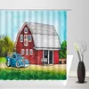 Shower Curtains Farm Curtain Set Red House Chicken Truck Animal Printing Bathroom Toilet Decor Polyester Fabric Bath With Hooks