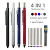 Capteur de gravité 4 en 1 Ensemble de styles de gel multicolore 0,5 mm Black Blue Red Ink Ball Pen et 1 Crayon Lead School Office Pinellerie de papeterie