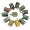 24pc Nouveau Natural Stone Indian Agate Agate Semi cylindricy Pendant Crystal Reiki Charmes Collier DIY ACCESSOIRES