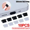 10st Silicone Phone Dust Plug Charging Port Rubber Plug Type-C Dustplug Mirco USB Dustprocess Cover Cap för iPhone 14 Accesorios