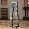 Herren Jeans Street Fody Männer Retro gewaschen blau Stretch Dünne Fit Ripped Sticky Patched Designer Hip Hop Denim Hosen