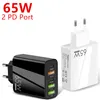65W USB Fast Charger 4-Port Charger Adapter for iPhone 12 13 14 Pro Max Xiaomi Samsung Huawei Realme EU/US/UK Plug Fast Adapter