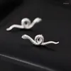 Orecchini per borchie Silver Snake a forma di serpente Punk Studri Orecchie da zircone dagli occhi verdi per donne Personalità Creative Animal Fashion Jewelry