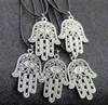 Jewelry Whole Lots 50pcs Vintage Lucky Alloy Fatima hand Hamsa Pendants Charms Amulet Evil Eye Necklaces Gift for men women HJ3203372