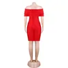 Red New Style High-und Lady Slim Fithing Party Off Bandage Bandage Summer Party Femmes Bodycon Mini Slim Dress HL1118