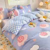 Kawaii beddengoed set kinderen volwassen platte dekbed over dekbed kussensloop