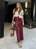 Sexy Skirt 2023 Autumn Winter Women y Bodycon Maxi Leather Skirts Solid Red High Waist Office Slit Long Pencil Skirt For Women L410